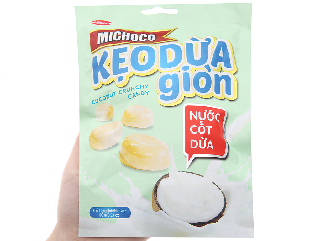 Combo 3 Kẹo Michoco Dừa Giòn Nước Cốt Dừa Bibica 100g