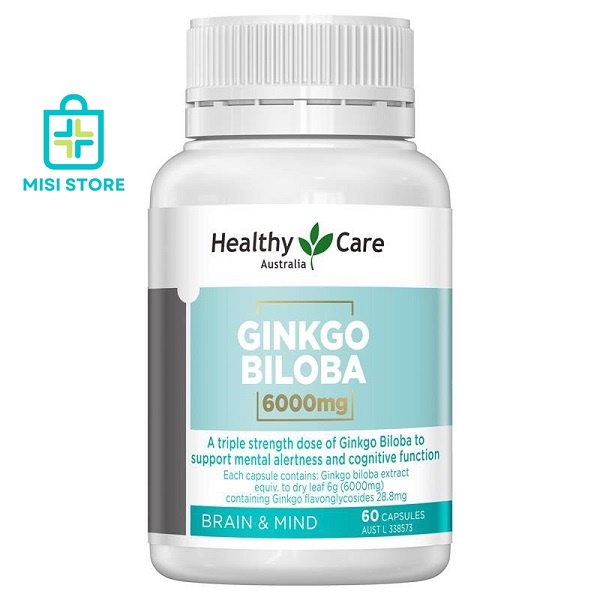 Viên uống bổ não ginkgo biloba 6000mg healthy care, 60 viên