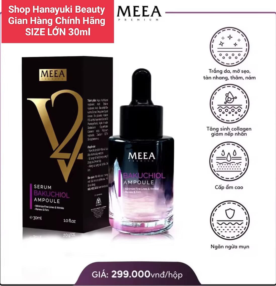 [TẶNG VOUCHER 8%+QUÀ] [Chính Hãng-Date 2027] Serum Tinh Chất Bakuchiol Ampoule V2 Meea Organic [MINI 10ML, LỚN 30ML]