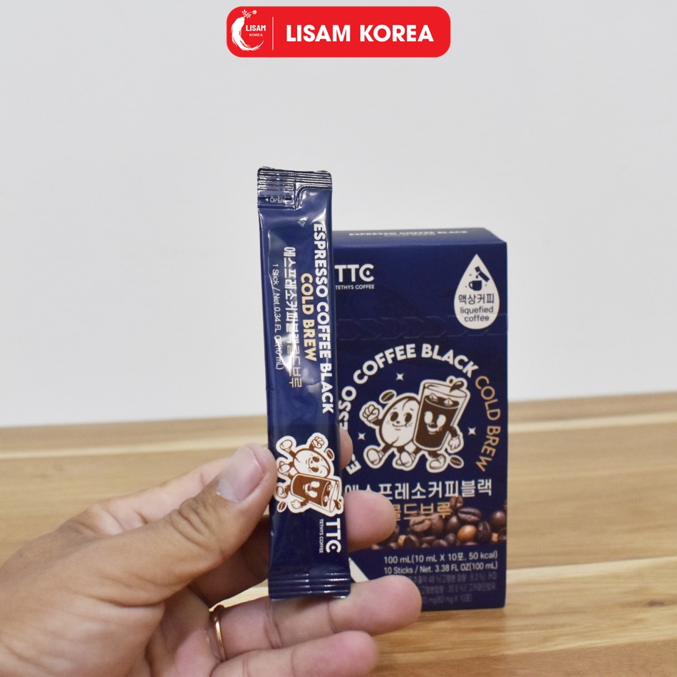 Cà phê đen Espresso ủ lạnh Hàn Quốc 500ml (10mlx 50 gói)