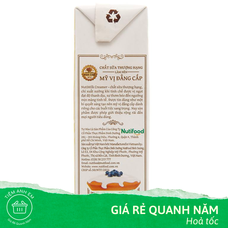 [Rẻ vô địch] Creamer đặc sữa pha chế NutiMilk hộp giấy 380g