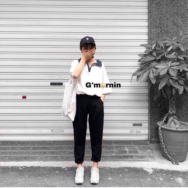 [HCM]QUẦN KAKI BASIC PANTS NỮ LƯNG THUN ĐEN