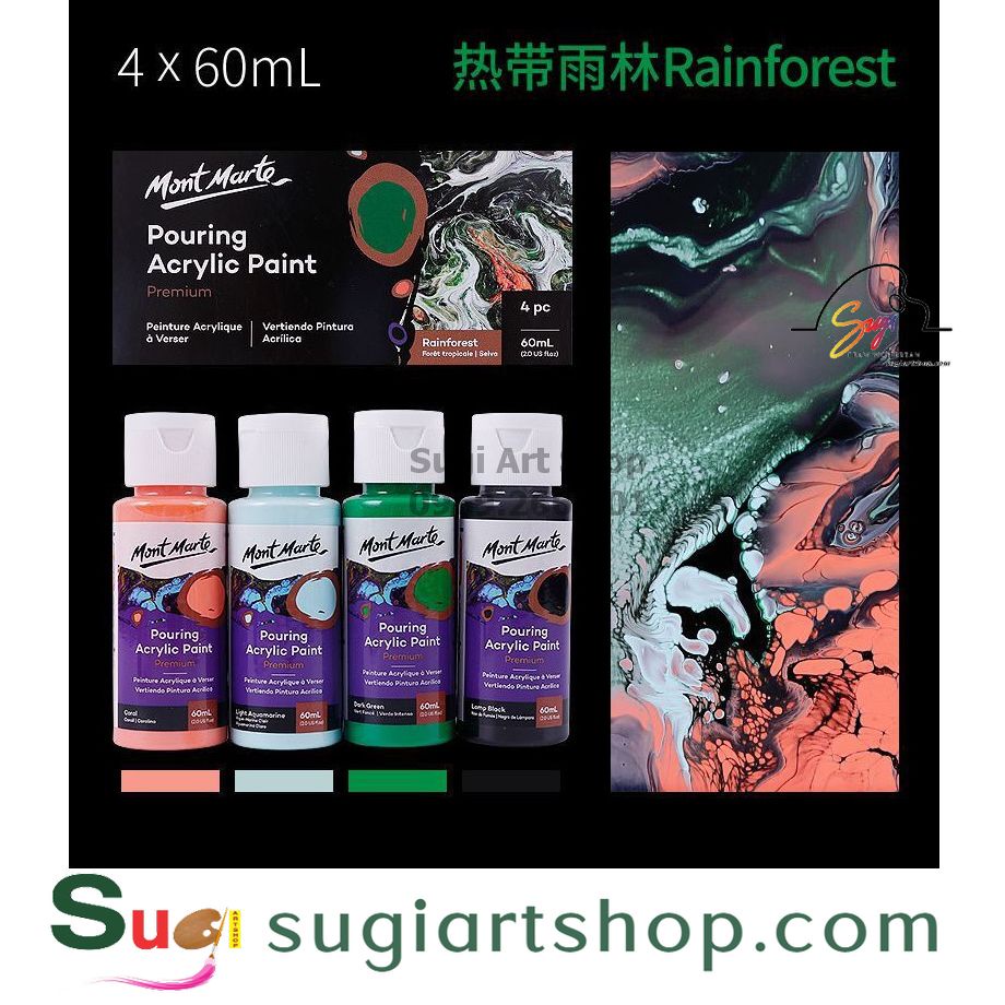Bộ màu đổ pouring acrylic mont marte - set 4x60ml