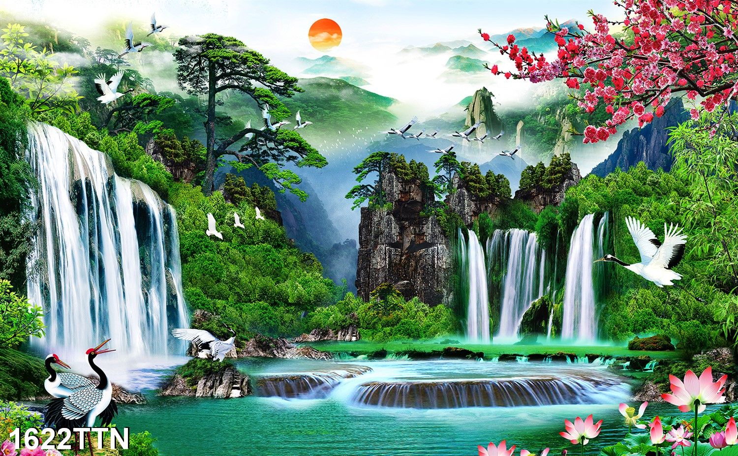 Tranh dán tường, decal dán tường 3d phòng khách, phòng ngủ hiện đại - 1622ttn