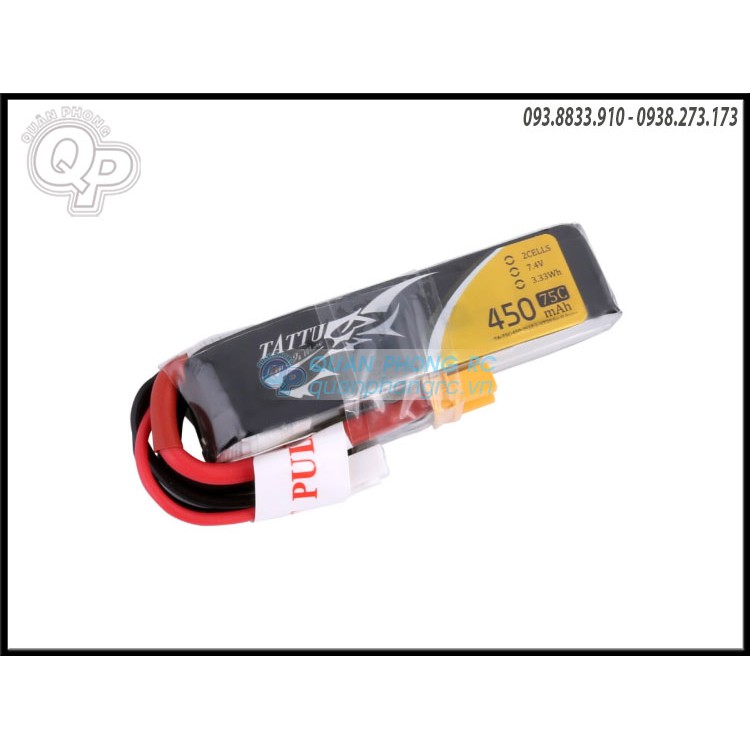 Pin Tattu 7.4V - 450mAh - 75C jack Xt30