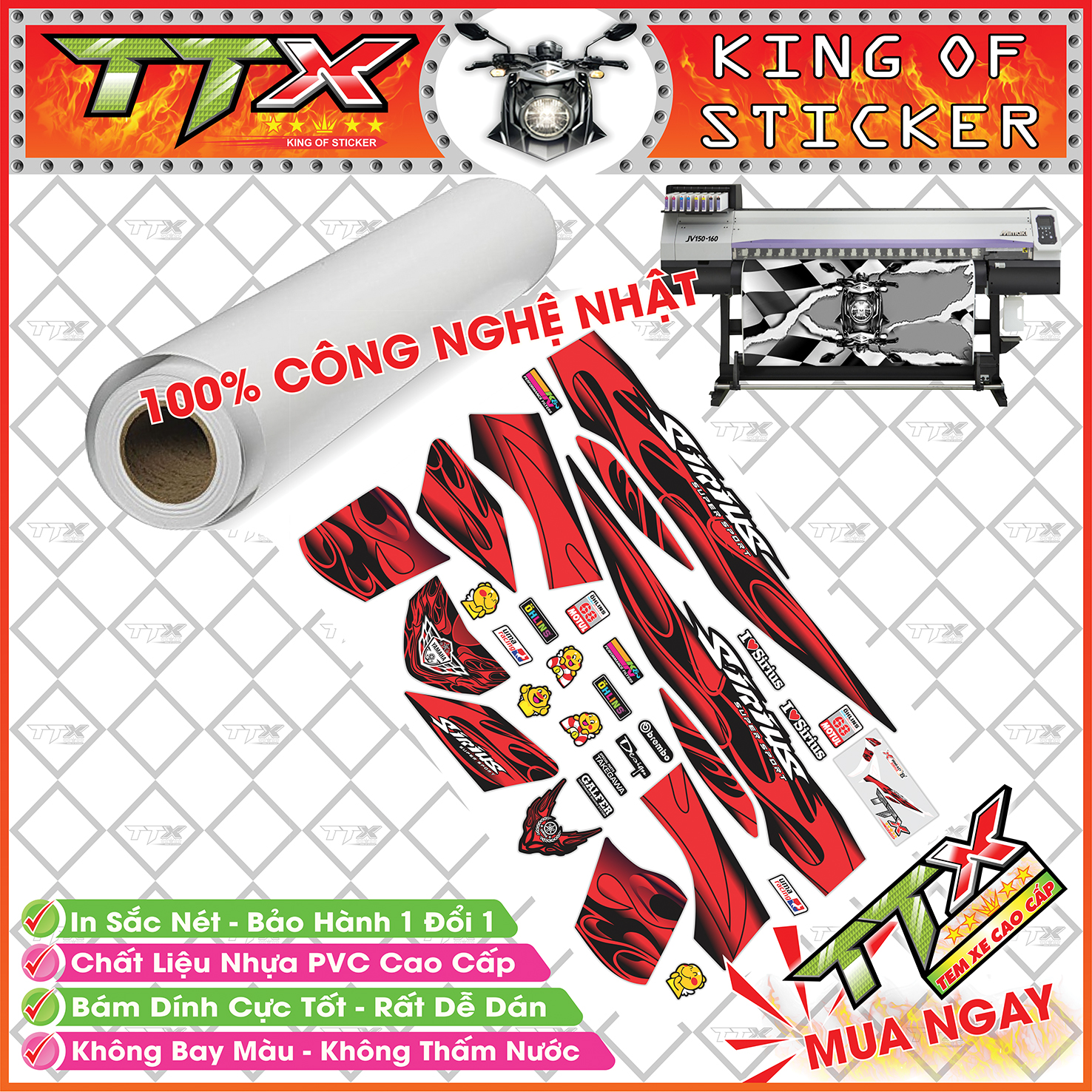 Tem Xe Sirius Đen Đỏ Lửa Siêu Đẹp - Tem Sirius Lửa Đỏ Đen Hót - Mẫu Team Sirius Đen Đỏ