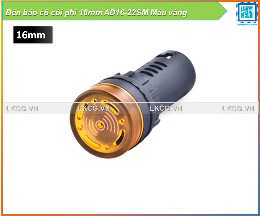 [Rẻ vô địch] Đèn báo có còi phi 16mm AD16-22SM Màu vàng
