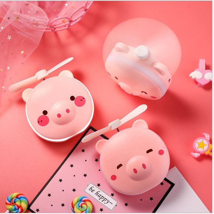 QUẠT GƯƠNG HEO CÓ ĐÈN LED 3IN1 TIỆN DỤNG