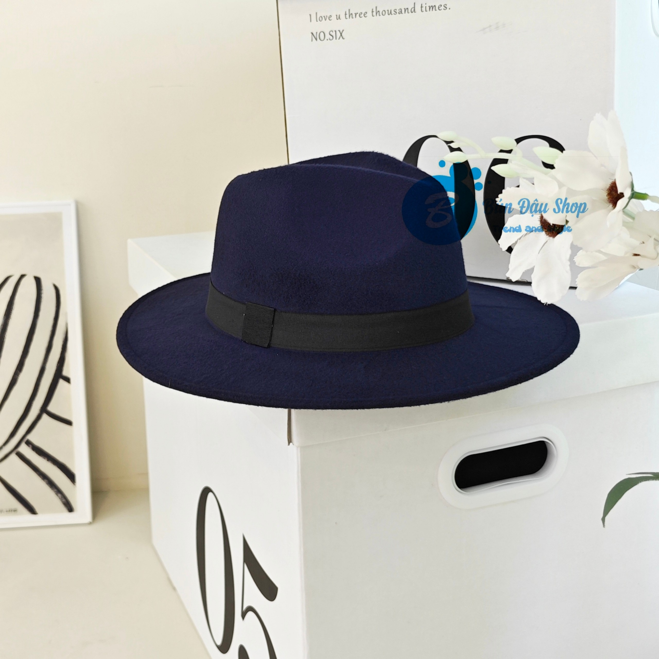 Mũ Phớt Fedora Dạ Nỉ Đai Đen Thời Thượng