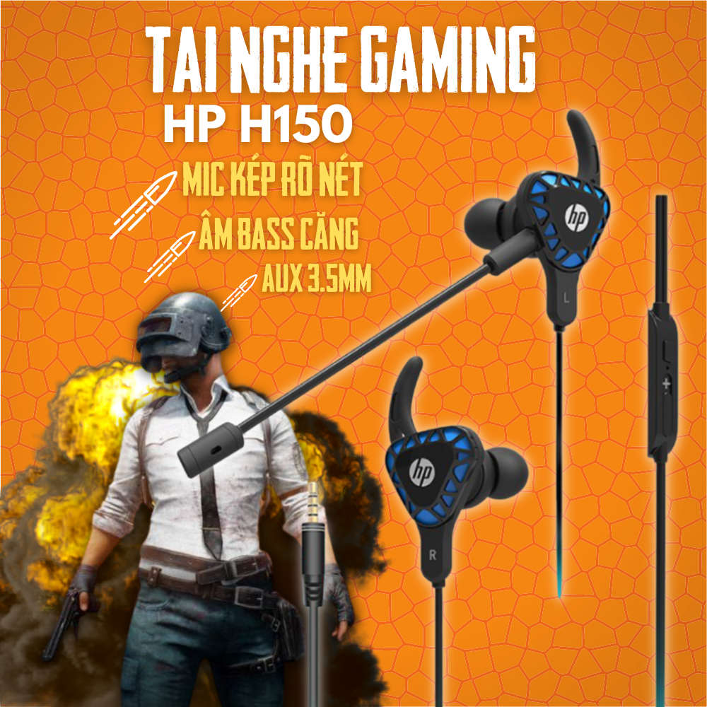 Gaming Headset HP H150, mic dual ultra-definition, 3.5mm plug, used for phone, PC play PUBG