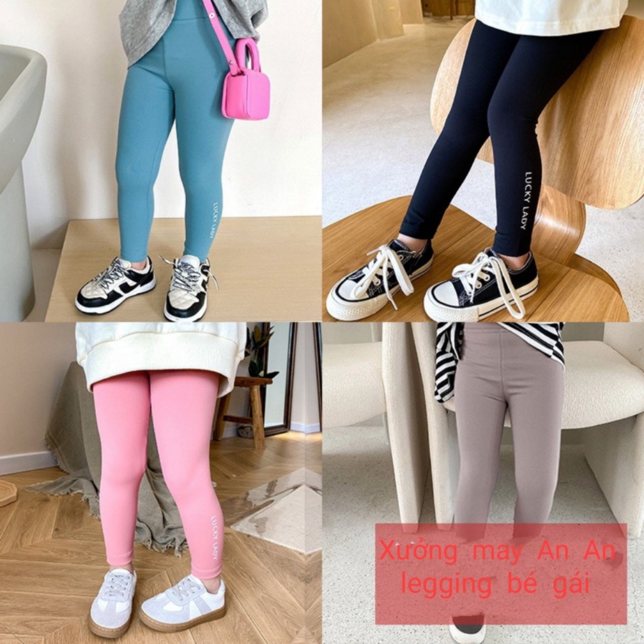 Quần legging cho bé gái chữ LUCKY