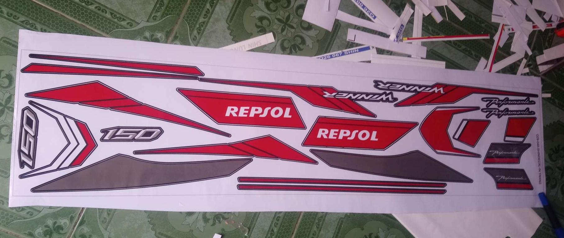 Tem rời winner repsol dán xe đen nhám