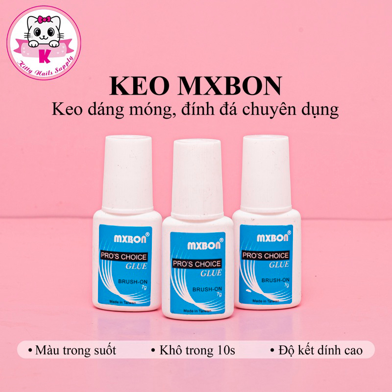 Keo dán móng mx bon tem hồng và mx bon tem xanh - Kitty Nails Supply