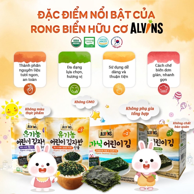 Rong biển rắc cơm hữu cơ Alvins date 2024