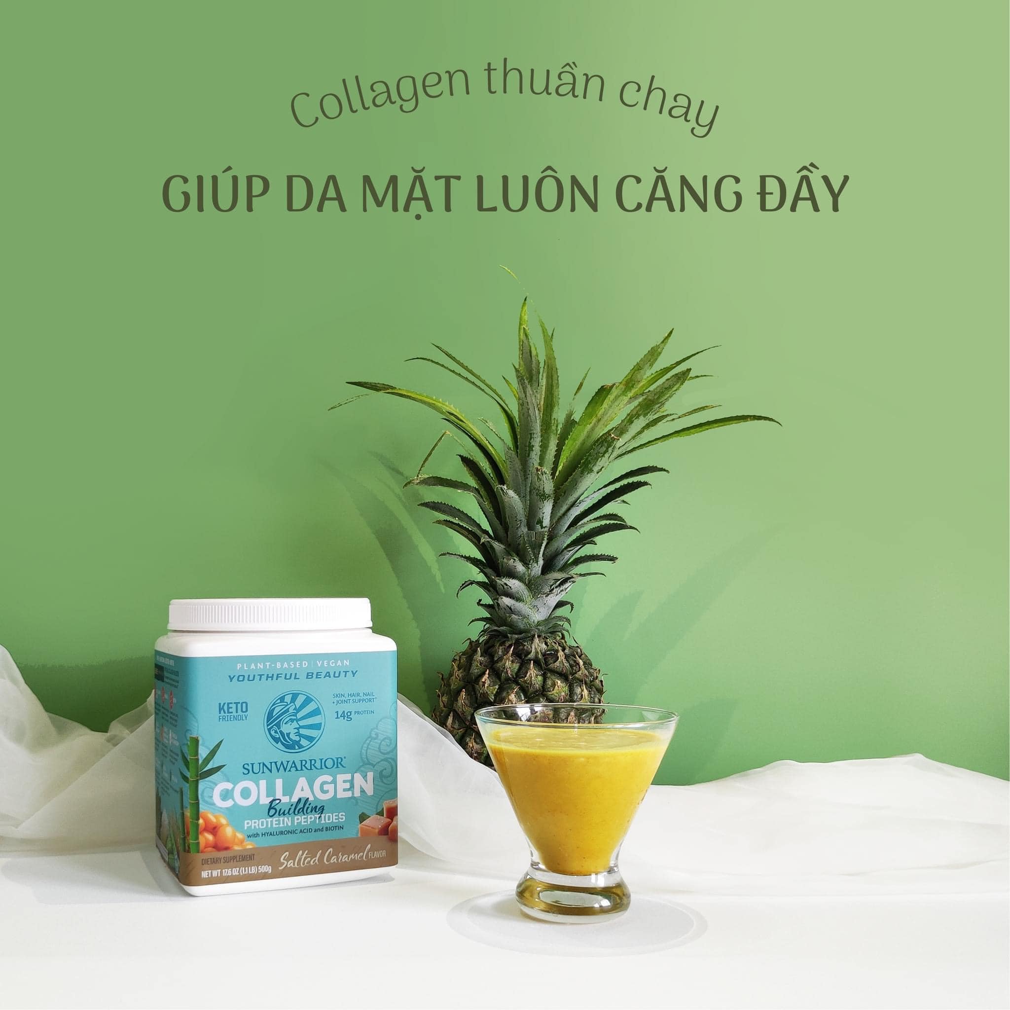 Bột thuần chay bổ sung collagen building protein peptides Sunwarrior 500g