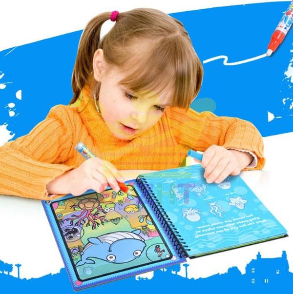 Sách tô màu tự xóa thần kỳ MAGIC WATER BOOK️ kèm bút dùng nước