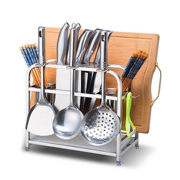 Kệ để dao đũa thớt full inox 35x18x27cm
