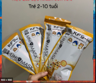 Túi 10 chiếc khẩu trang 4D Unimask KF94 trẻ em (3-7 tuổi)