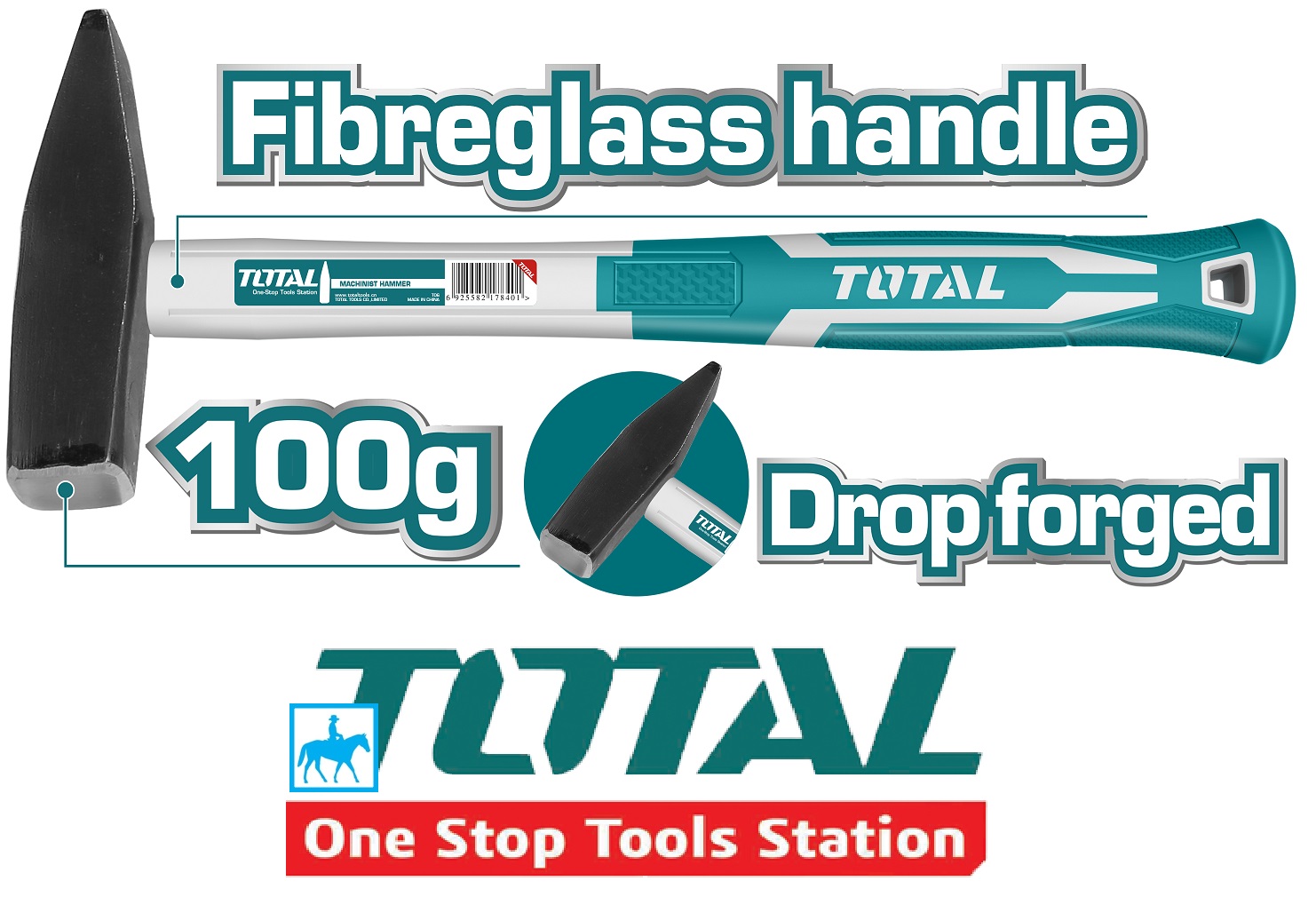 Búa thép cán nhựa đóng đinh cơ khí 500g 320mm Total THT715006