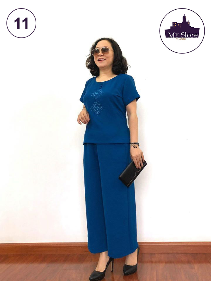 Đồ bộ trung niên đẹp - Bộ Đũi xanh Dương - Bộ đũi trung niên cao cấp - chất vải loại 1 - Không nhăn không xù khi giặt - Tuấn Tú Store