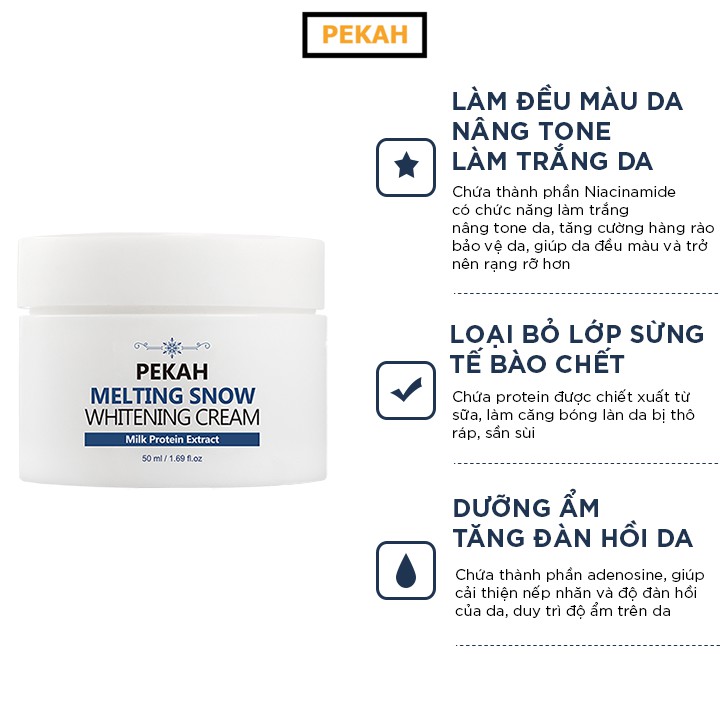 Kem dưỡng trắng nâng tone da Pekah Melting Snow Whitening Cream 50ml