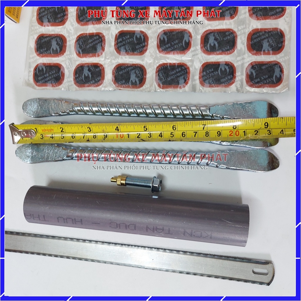 Bộ Vá Ruột - Săm Xe Máy Xe Đạp 6 Món Lưỡi Cưa (Bơm Mini 30cm Màu giao ngẫu nhiên)