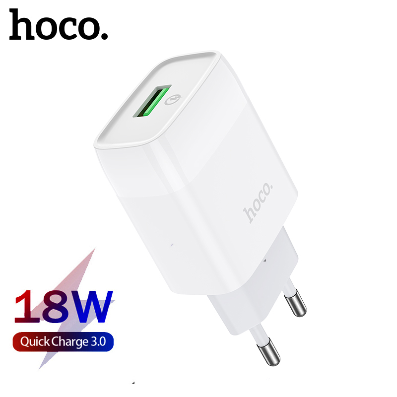 HOCO Original 100% C72Q 18W PD Fast Charger for Xiaomi Redmi Samsung iPhone 5V3.1A Travel for Samsung S21+, iPhone 11 Pro Max Power Delivery Charger Universal