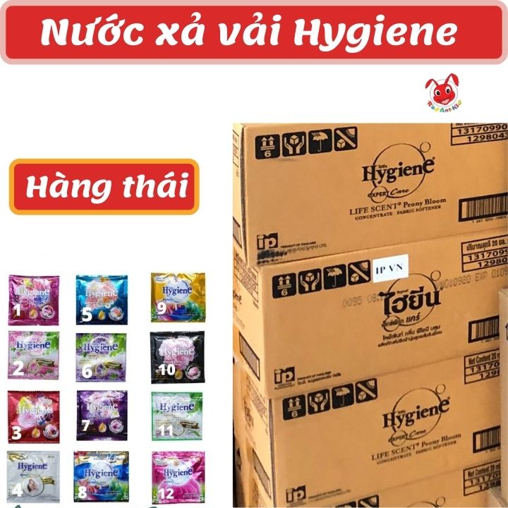 Nước Xả vải đậm đặc Hygiene 24 gói - Nước xả vải được ưa chuộng tại Thái Lan - Kiến Lửa