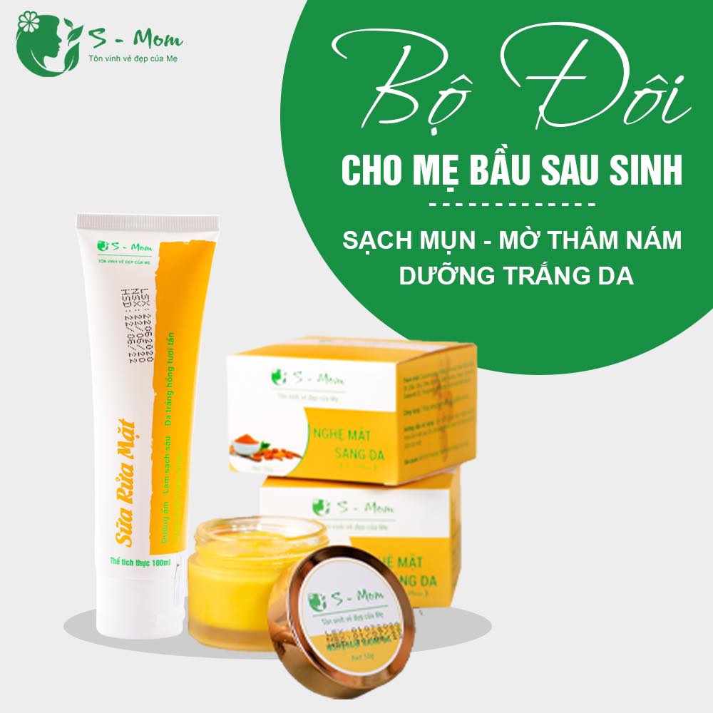Combo Chăm Sóc Da Cho Mẹ Bầu Và Sau Sinh Smom ( Kem dưỡng da và sữa rửa mặt )