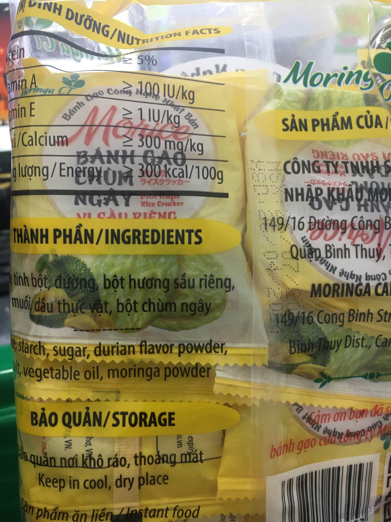 Bánh gạo chùm ngây vị sầu riêng