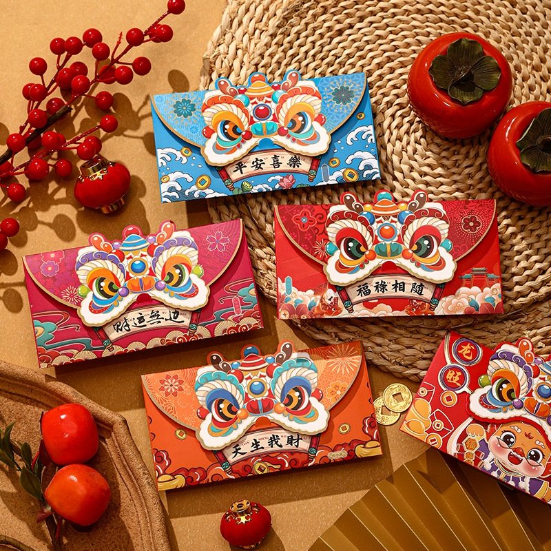 Bao lì xì tết 2024, set 4 bao lì xì tết 2024 kì lân phong bì lì xì đỏ mừng tết tài lộc nhiều mẫu chất đẹp dieulinhshop