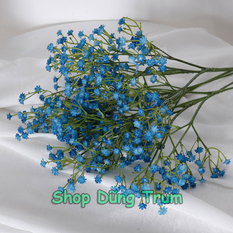Cành hoa giả trang trí, hoa Gypsophila 3 nhánh cao 52cm cắm lọ hoa