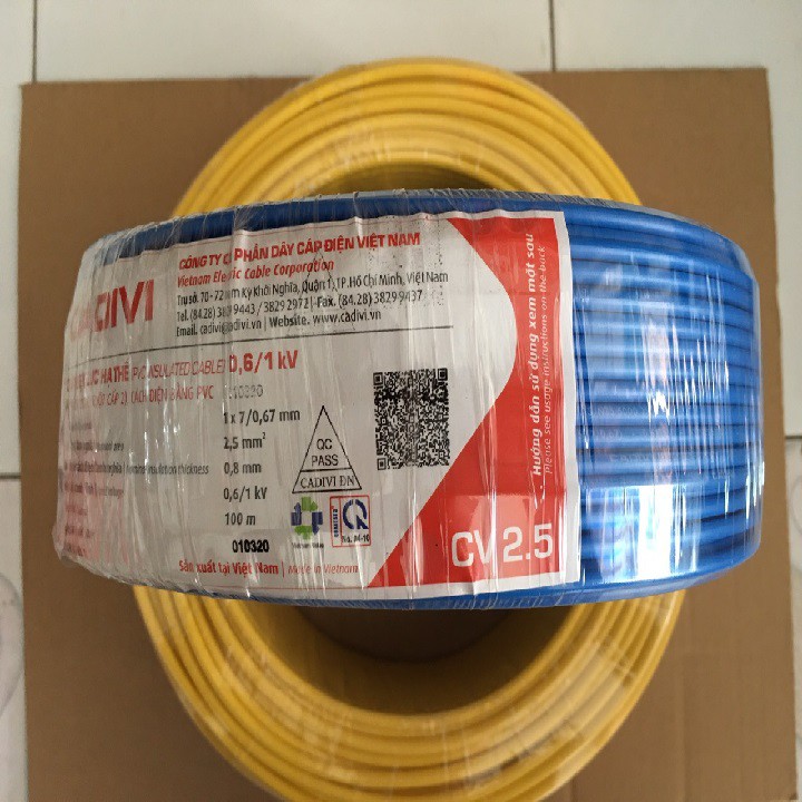 (Lẻ 50 mét) Dây điện Cadivi 2.5 đơn