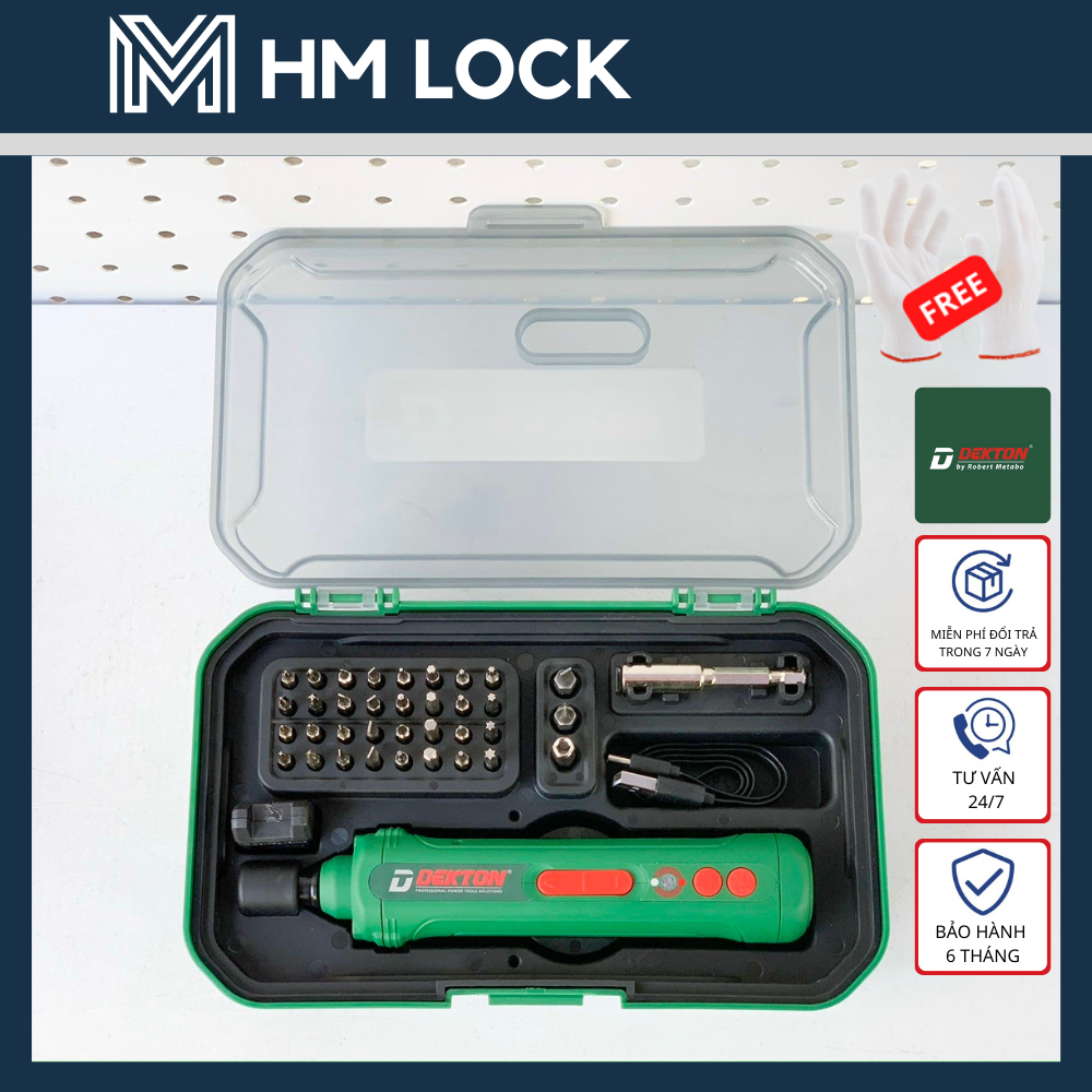 4v máy vặn vít cầm tay dekton 3n.m - dò điện âm tường, đèn pin - hàng chính hãng - dk-cv0401 - hm lock