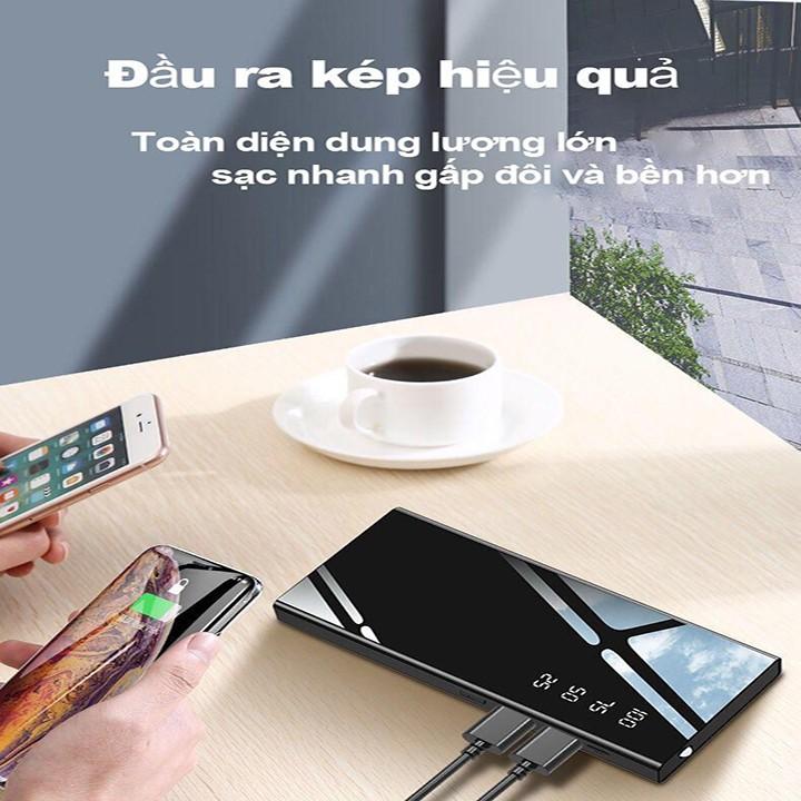 SẠC 1 LẦN DÙNG 1 TUẦN- PIN SẠC DỰ PHÒNG 20000MAH SIÊU TRÂU NẠP PIN CẤP TỐC SIÊU BỀN SẠC CỰC NHANH CHO 2 THIẾT BỊ CÓ ĐÈN LED ĐÈN PIN TẶNG KÈM 2 DÂY CÁP SẠC ĐẦY 2 ĐIỆN THOẠI TRỊ GIÁ 85K