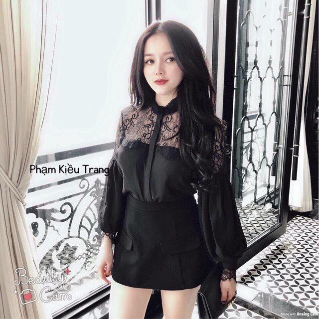 Áo sơ mi phối ren cực đep Form unisex NU5501