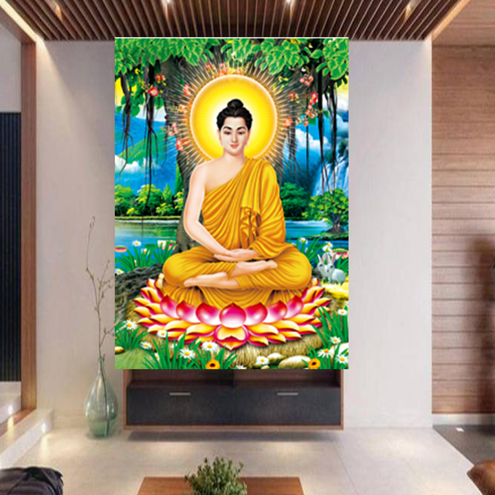 Tranh thêu chữ thập Phật Bổn Sư Thích Ca LV3338 - kích thước 43 * 55