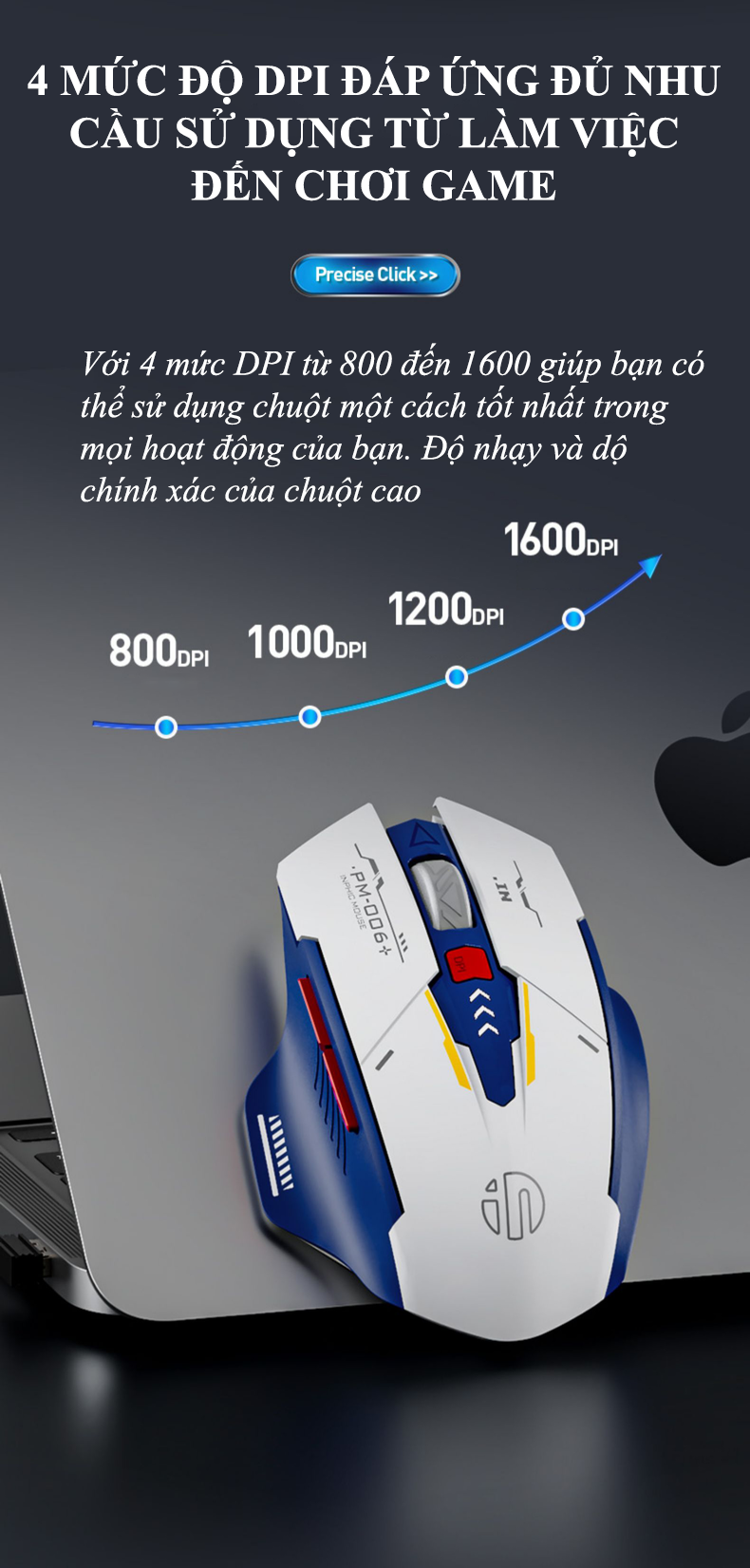 Chuột không dây INPHIC A9 sử dụng pin sạc kết nối Bluetooth và chip USB 2.4G thiết kế kiểu dáng xe đua cool ngầu dành cho game thủ