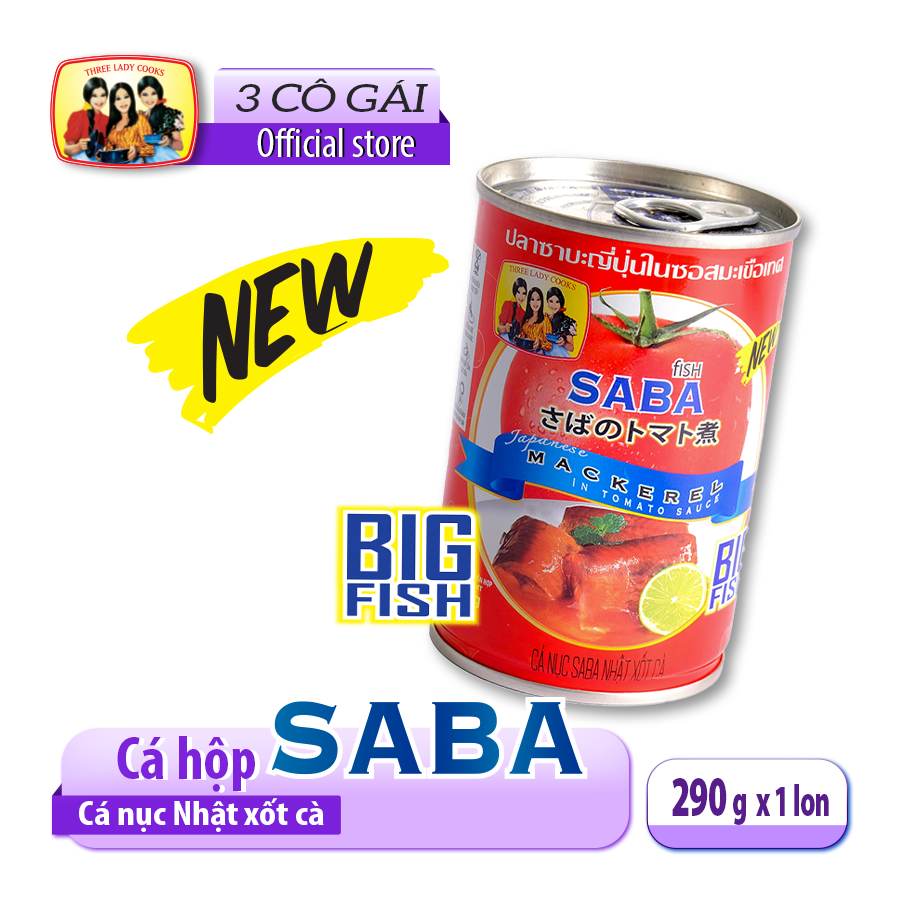 [Cá Hộp 3 Cô Gái] Cá SABA Xốt Cà Lon 290gr - Nắp giựt