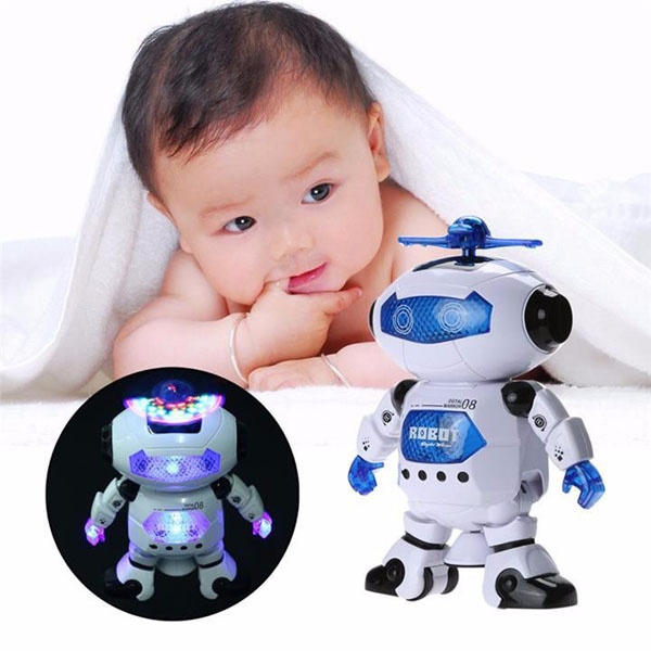 Rô bốt thông minh xoay 360 độ phát sáng, phát nhạc/Robot xoay nhảy múa có nhạc và đèn cực dễ thương