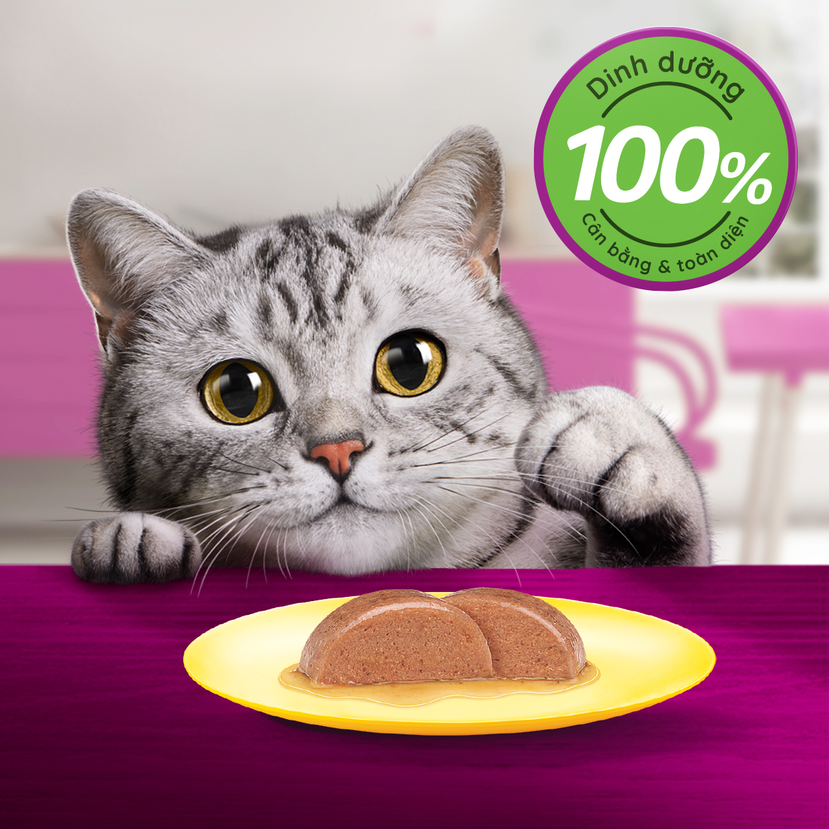 WHISKAS® Thức ăn cho mèo lớn dạng sốt (pate mèo) vị cá 80g (14 gói)