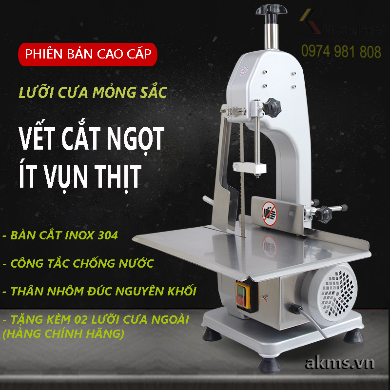 Máy cưa xương heo, xương bò, cắt thịt cá đông lạnh model J130, công suất 750W, tặng kèm 02 lưỡi cưa chính hãng
