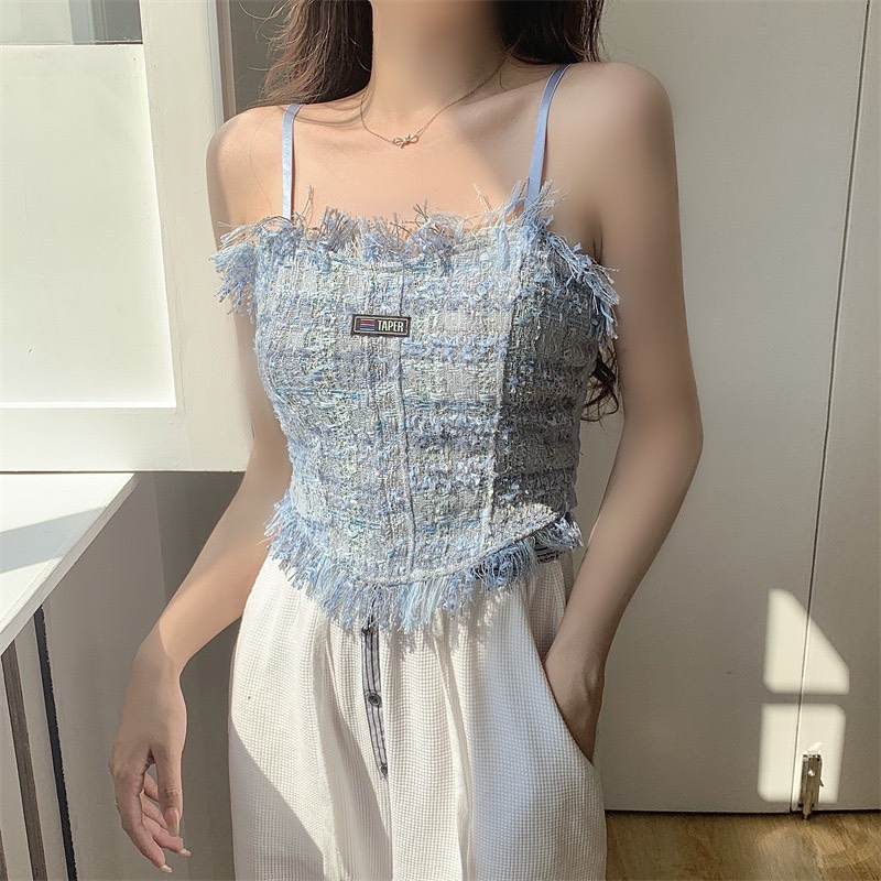 Áo bra dạ 2 dây nữ dáng croptop chun lưng kèm đệm mút siêu xinh