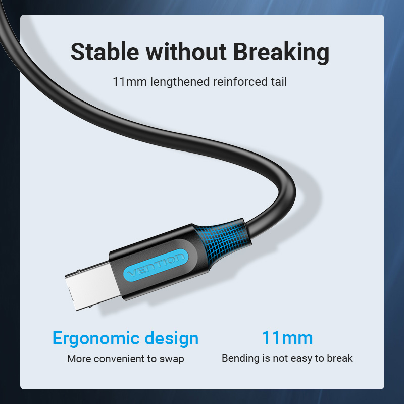 Vention Dây Cáp USB 2.0 Máy In 3M - Cáp USB A Đầu Nối USB B, Tương Thích Rộng Rãi Cho Máy In, Máy Tính - Hàng Chính Hãng