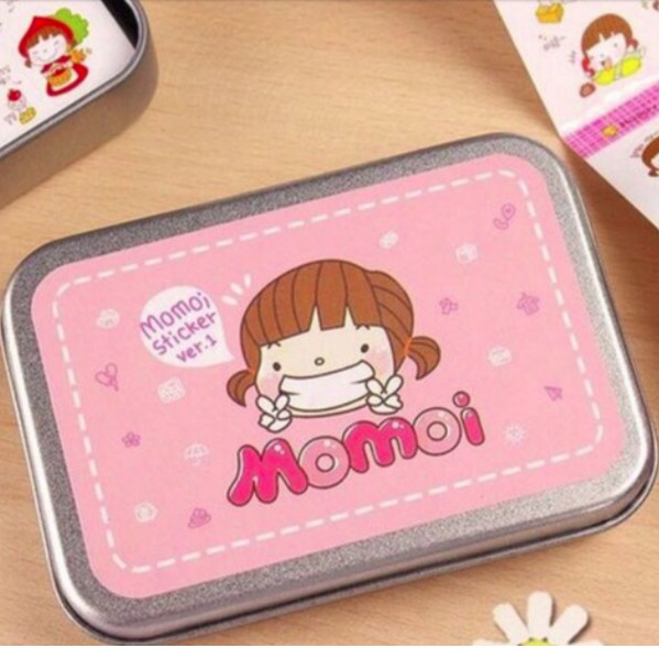 [HCM]Hộp thiếc 20 tấm sticker Momoi (trang trí sổ kế hoạch nhật ký) chất liệu pvc dày dặn và cứng cáp màu sắc và hình ảnh được in sắc nét không phai và rất hài hòa