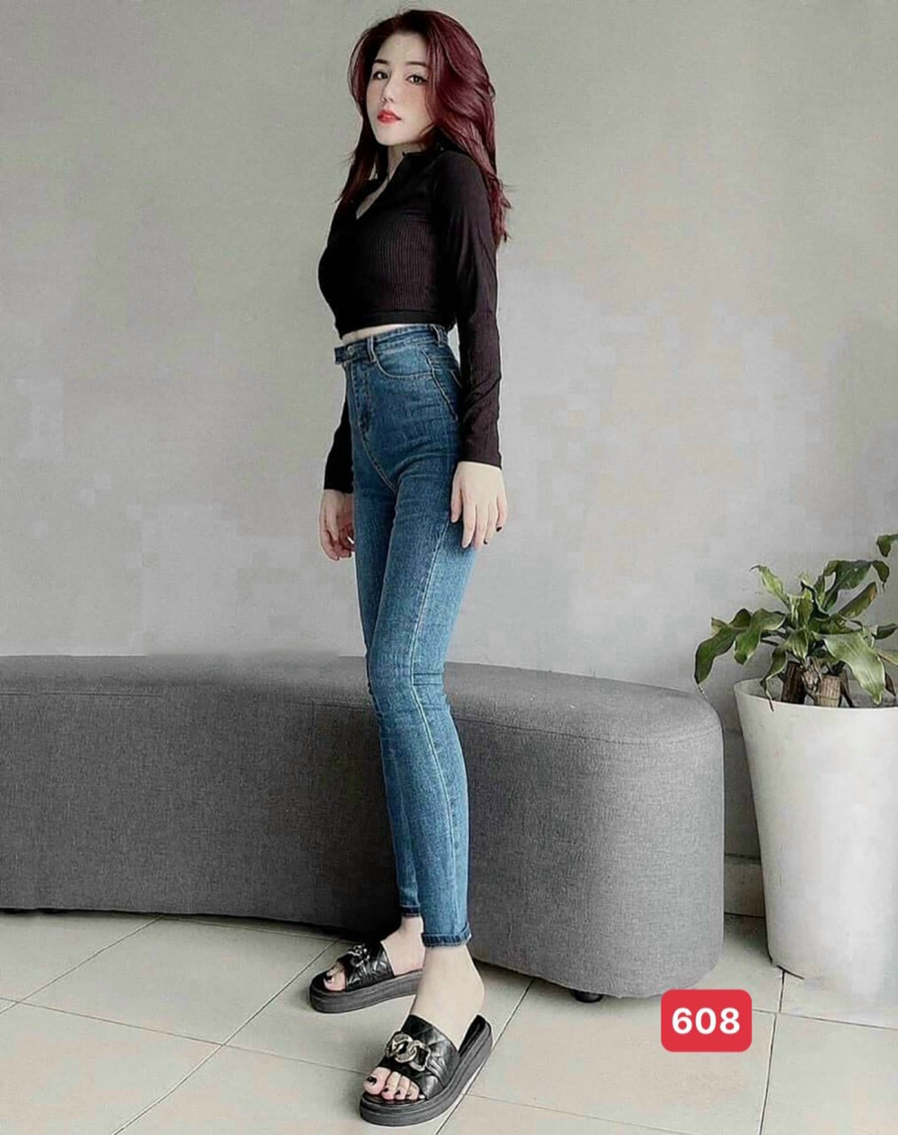 Quần jean nữ lưng cao skinny ôm dáng, quần bò nữ đẹp cao cấp (kèm hình thật) mẫu mới thời trang Saka Fashion - JNM608