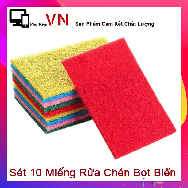 ⚡ Siêu Sạch ⚡ Combo 10 Miếng Rửa Chén Bọt Biển nhiều Màu (15x10cm) làm sạch nồi , rửa chén bát, đĩa