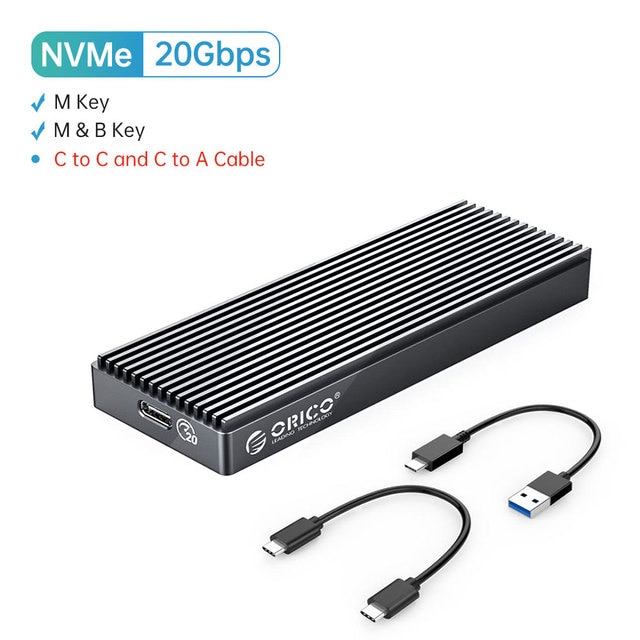 ORICO M.2 NVMe SSD Enclosure USB 3.2 Gen2 Type-C – 20Gbps/10Gbps For PCIe M-Key Drives