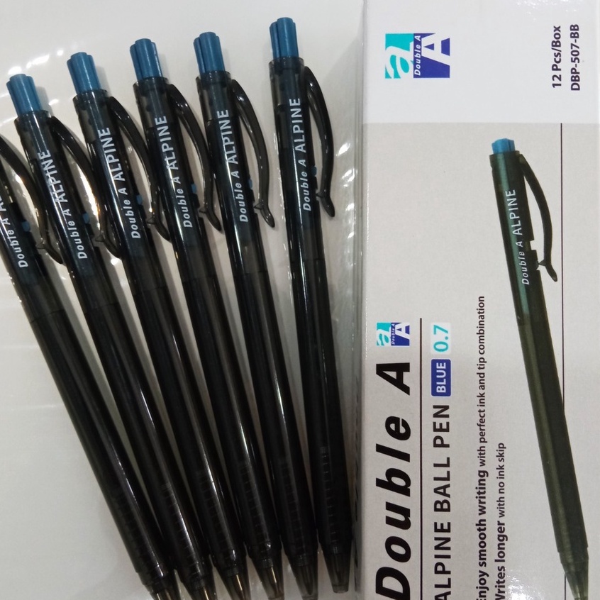 Bút bi bấm double a alpine dbp-507-bb - màu xanh