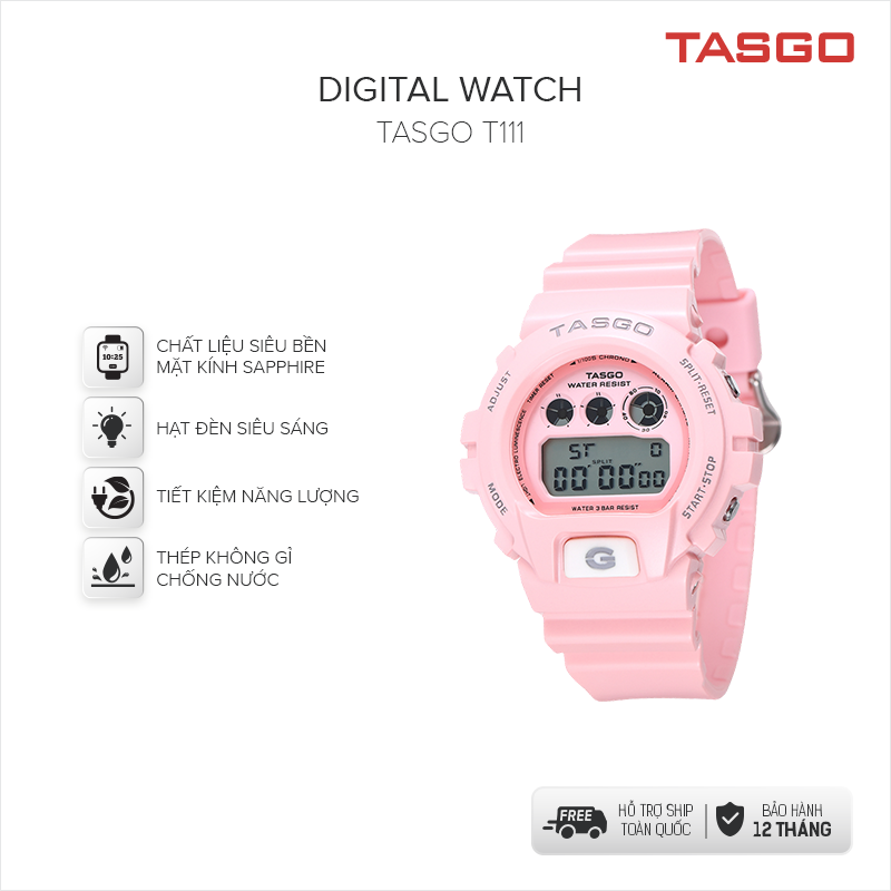 Đồng hồ điện tử, đồng hồ nữ TASGO màu hồng xinh xắn